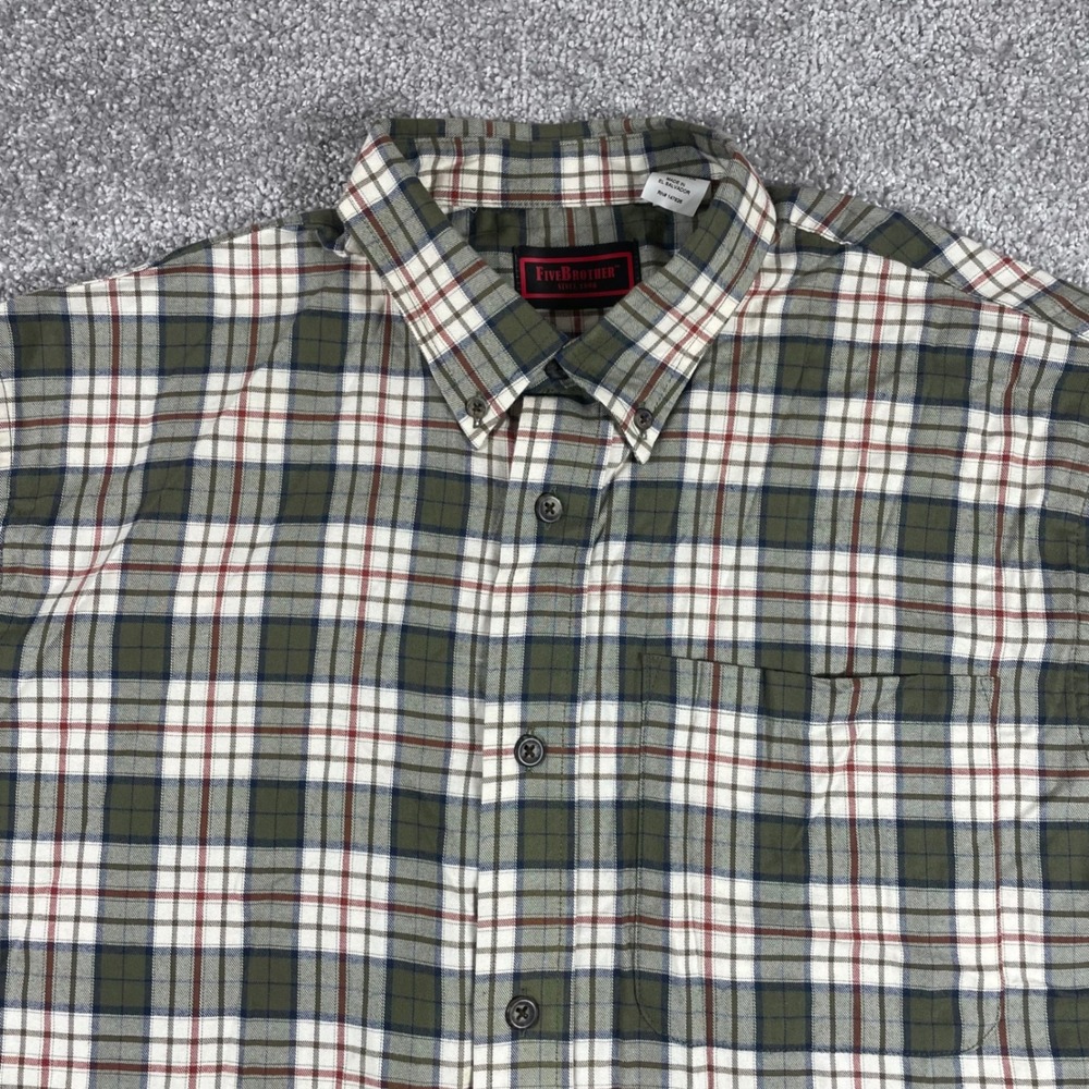 Five Brother Button Down Shirt Mens Large‎ Plaid Cotton Lightweight Flannel